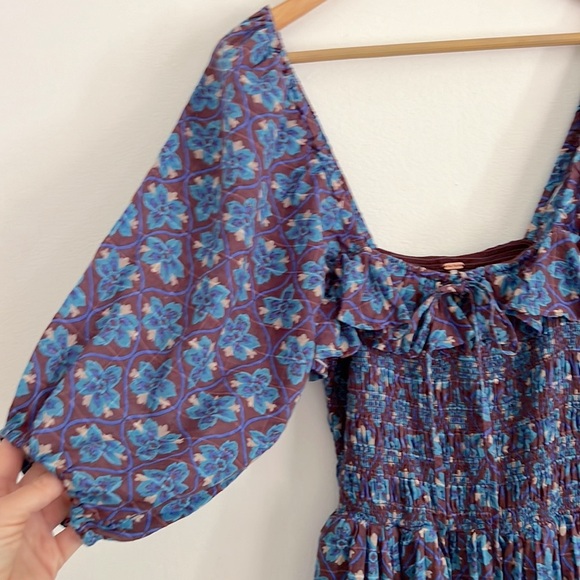 Free People Oasis Printed Midi Dress French Chocolate Combo NWT - Picture 8 of 16